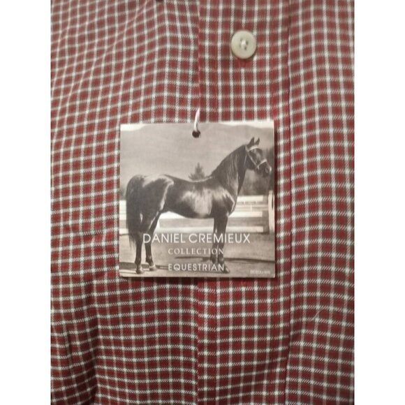 New Daniel Cremieux Collection Fine Italian Fabric Red Plaid Shirt Size Large L - Picture 2 of 13